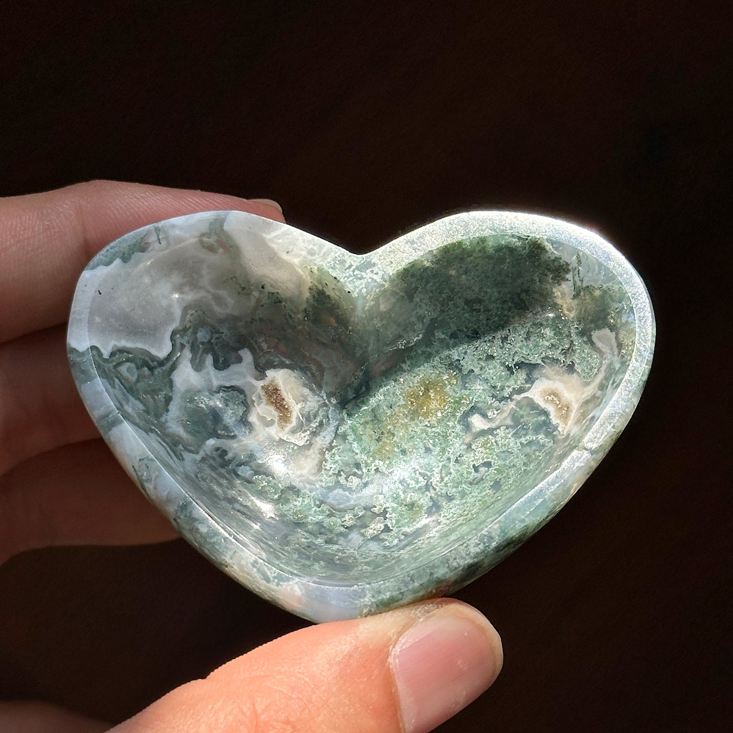 Moss Agate Heart Bowl