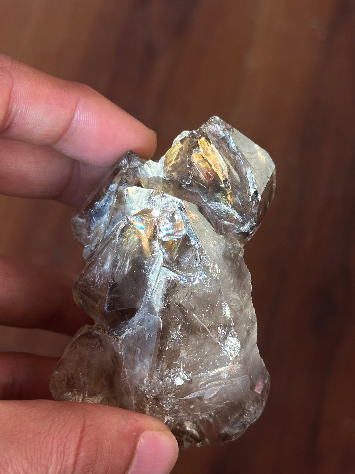 Elestial Quartz with Strawberry Quartz, Hematite, Goethite, and Epidote Inclusions,