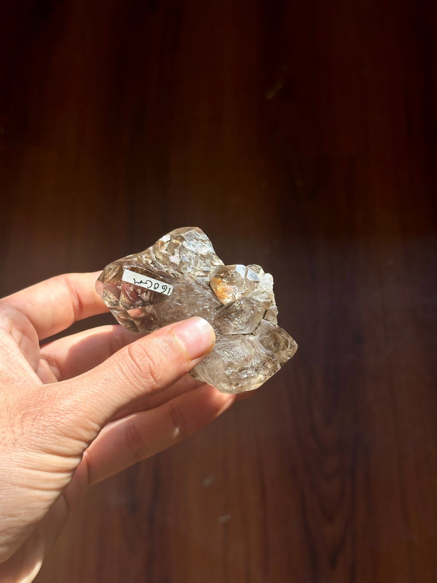 Elestial Quartz with Strawberry Quartz, Hematite, Goethite, and Epidote Inclusions,