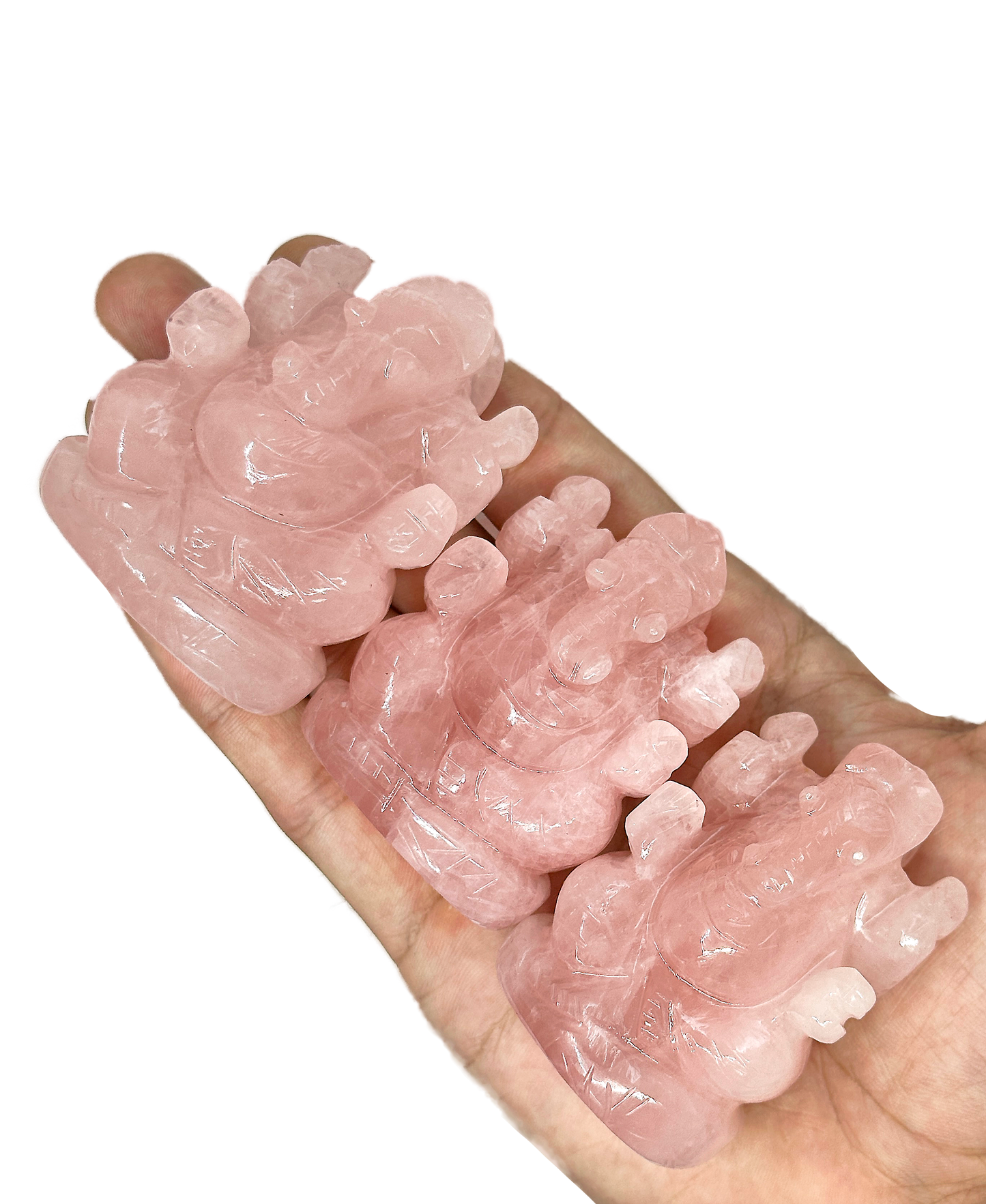 Rose Quartz Ganesha - 2"