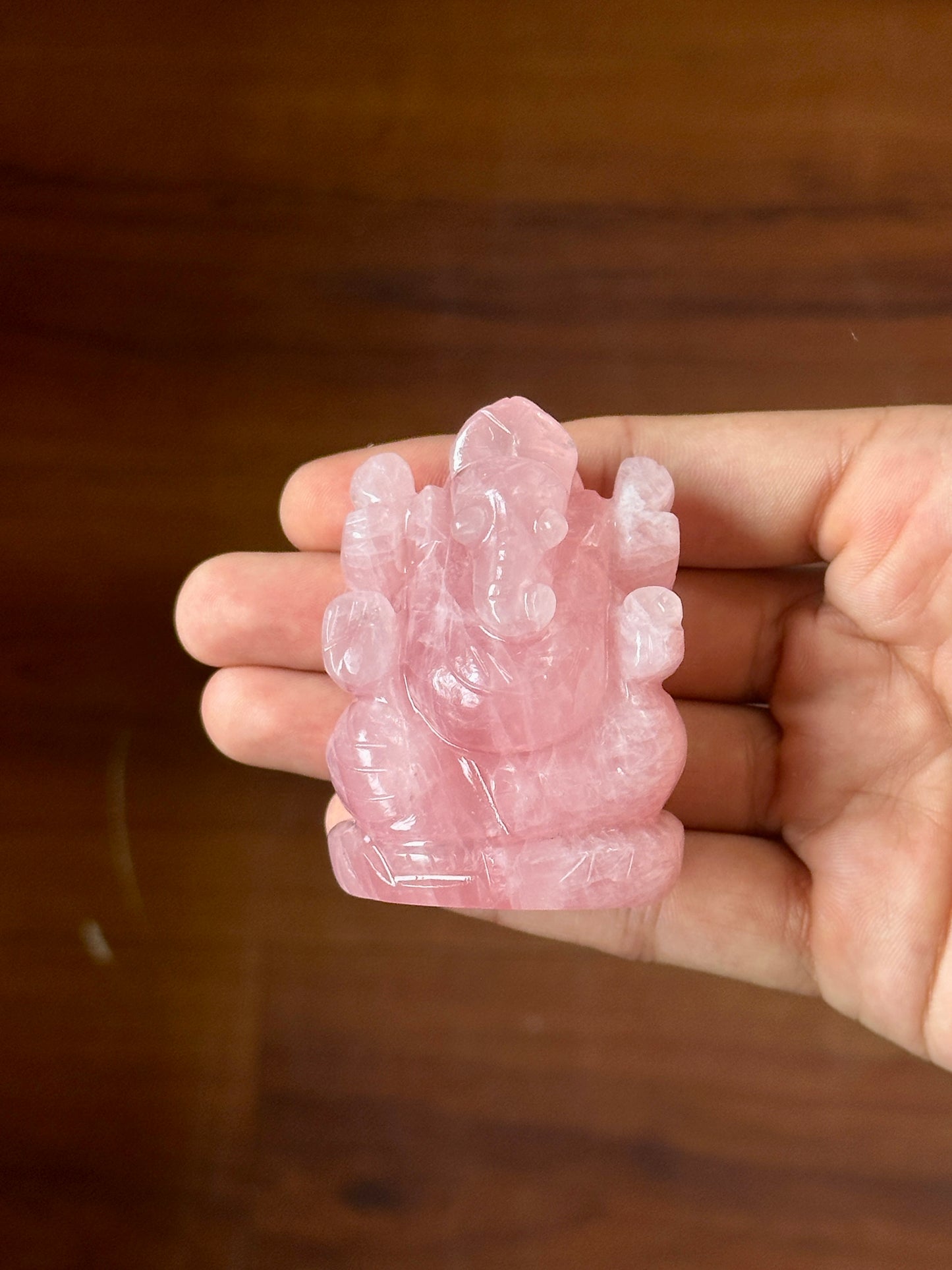 Rose Quartz Ganesha - 2"
