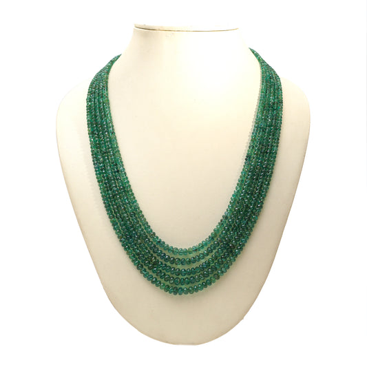 Natural Emerald Faceted Bead 5 line Necklace- 273.85 carats