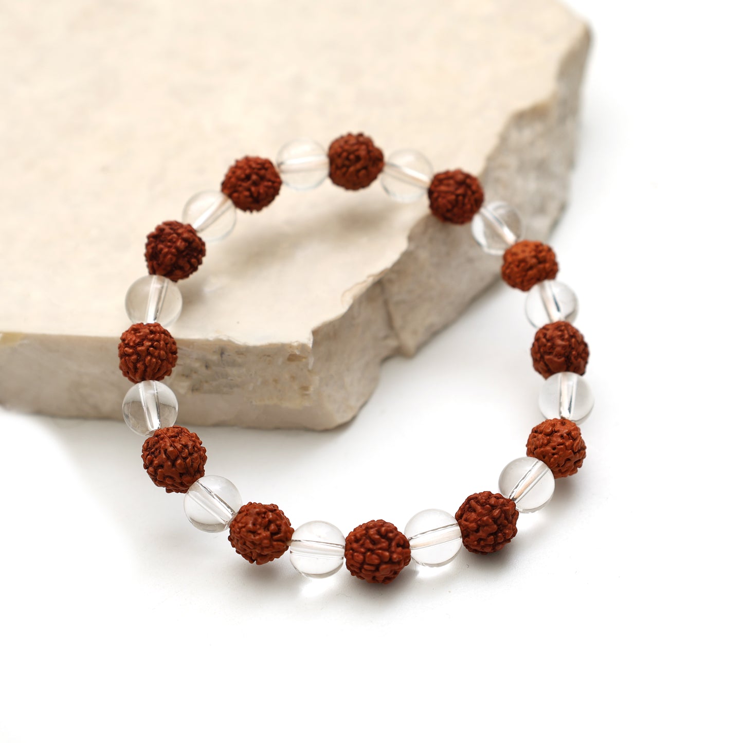 Rudraksha and Clear Quartz Bracelet