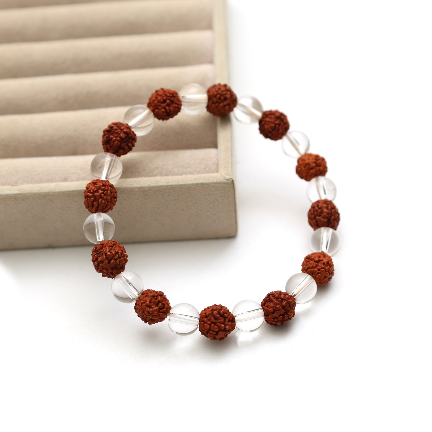 Rudraksha and Clear Quartz Bracelet