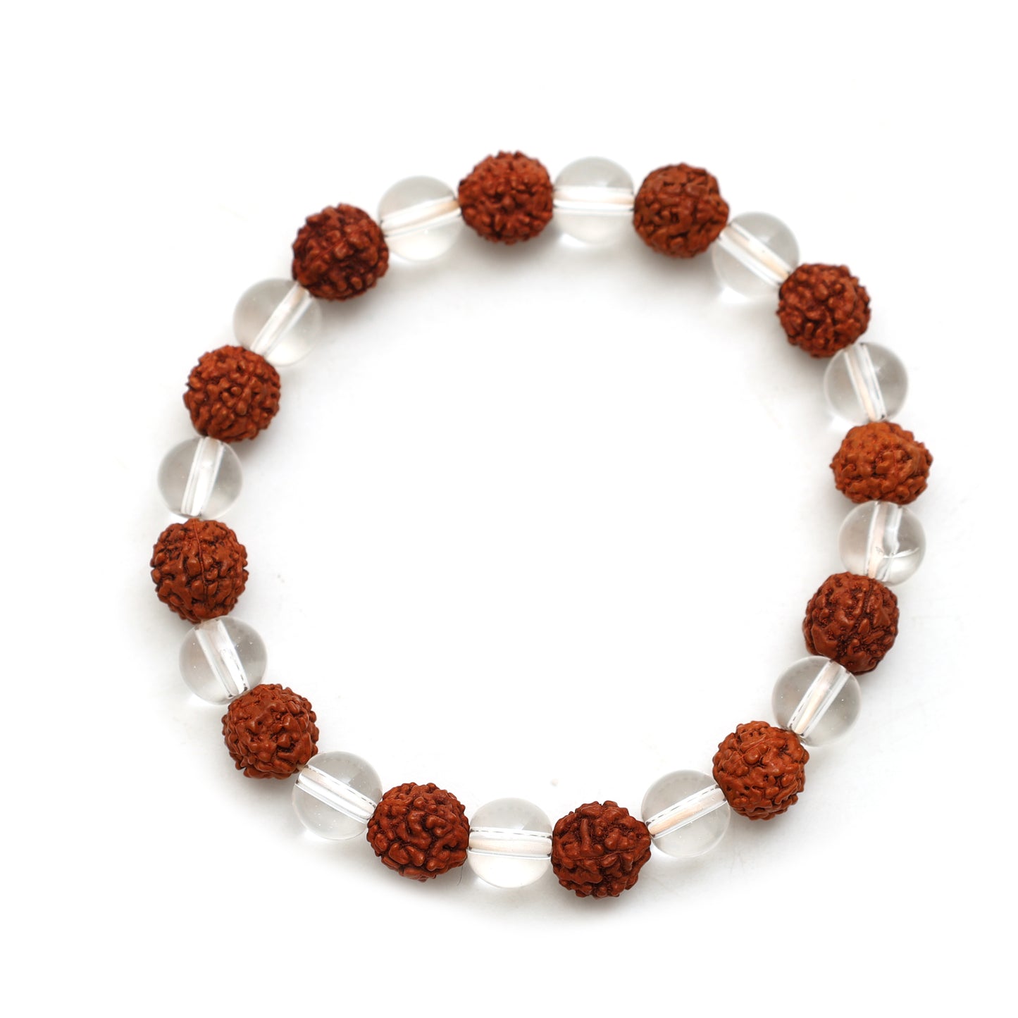 Rudraksha and Clear Quartz Bracelet