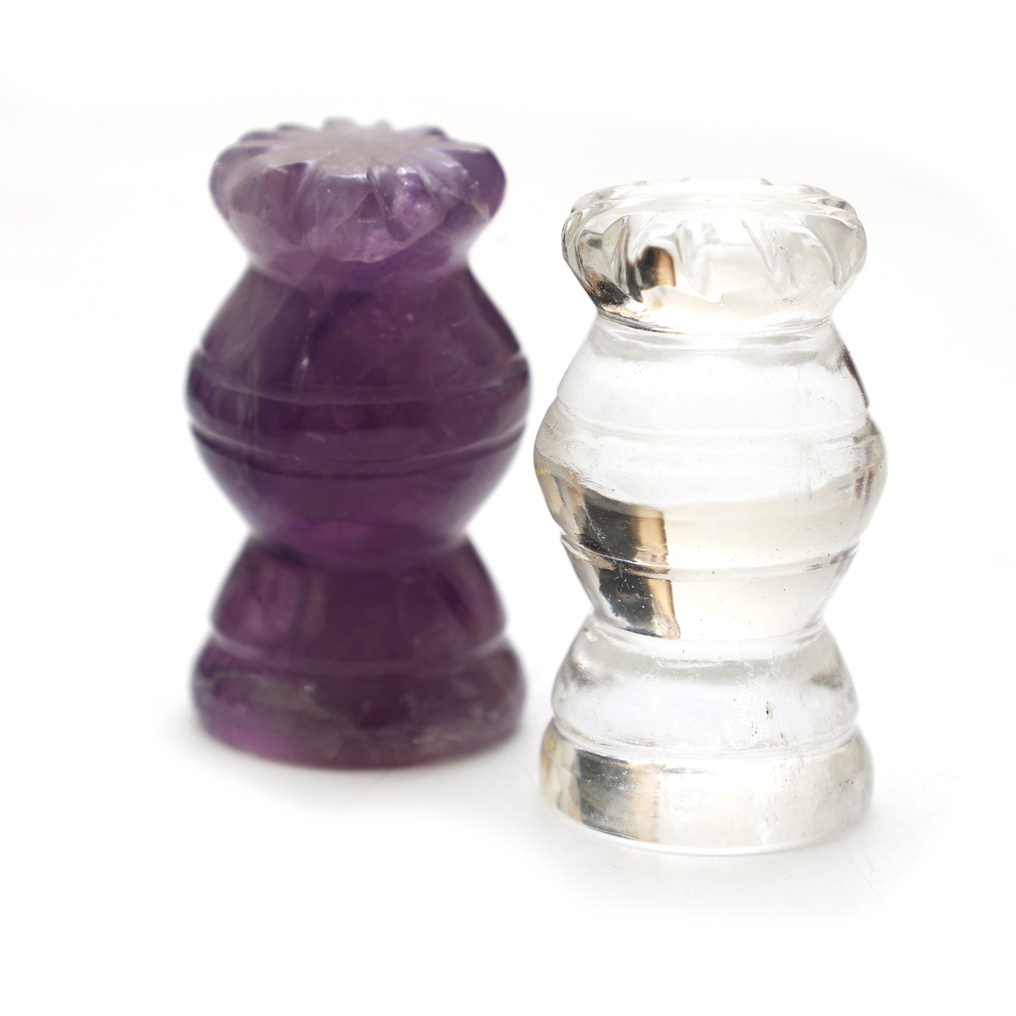 Mother of Pearl Chess Set - Clear Quartz + Amethyst
