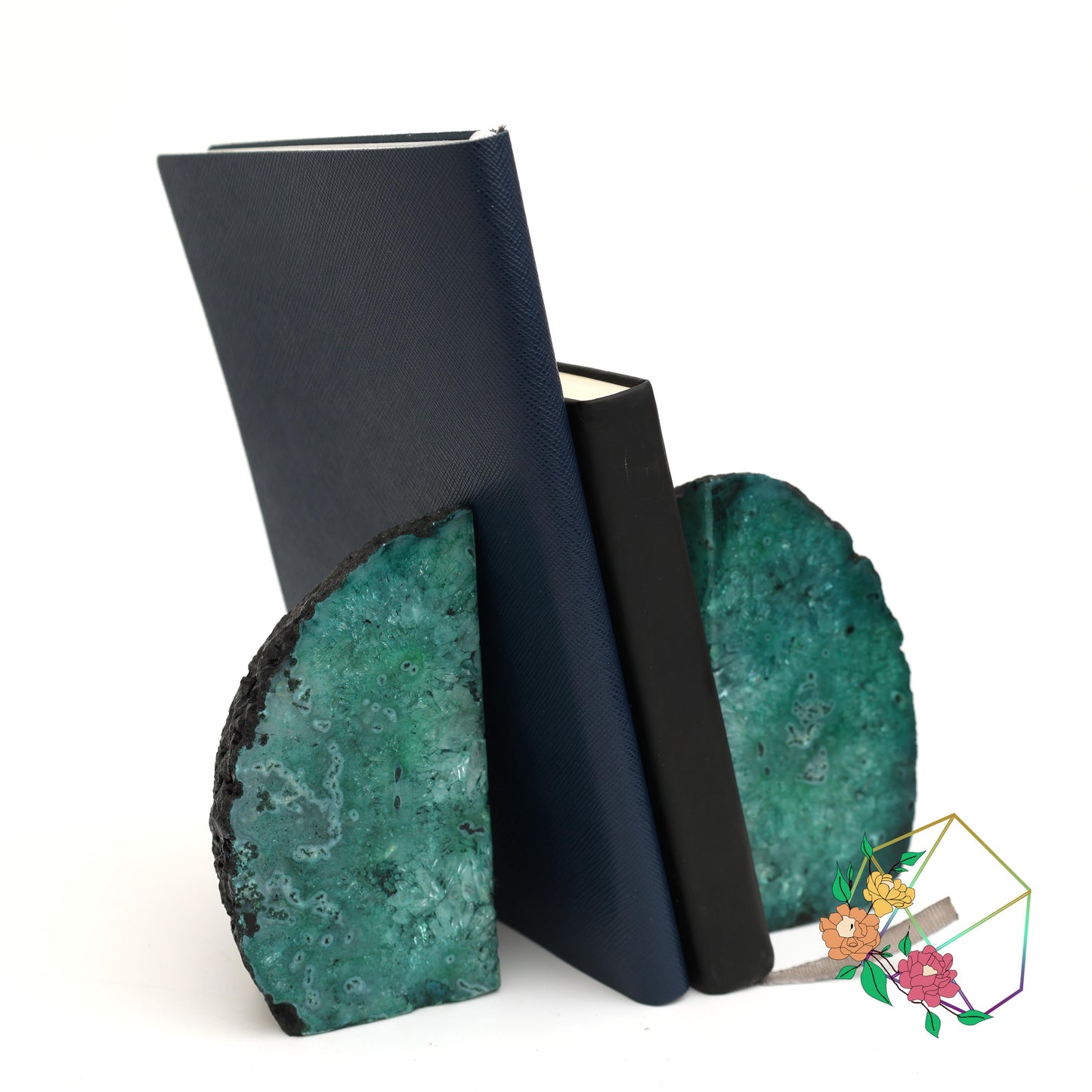 Emerald Agate Geode Bookend - Atyahara Rocks and Minerals