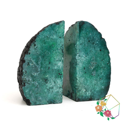 Emerald Agate Geode Bookend - Atyahara Rocks and Minerals