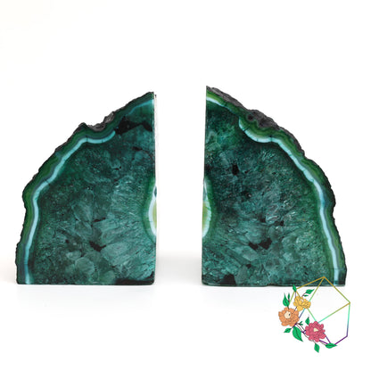 Natural Green Agate Geode Bookends - Atyahara Rocks and Minerals