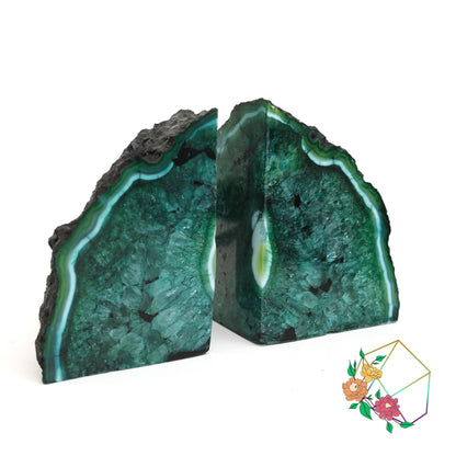 Natural Green Agate Geode Bookends - Atyahara Rocks and Minerals