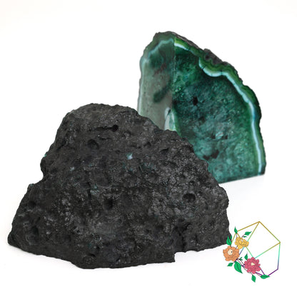 Natural Green Agate Geode Bookends - Atyahara Rocks and Minerals