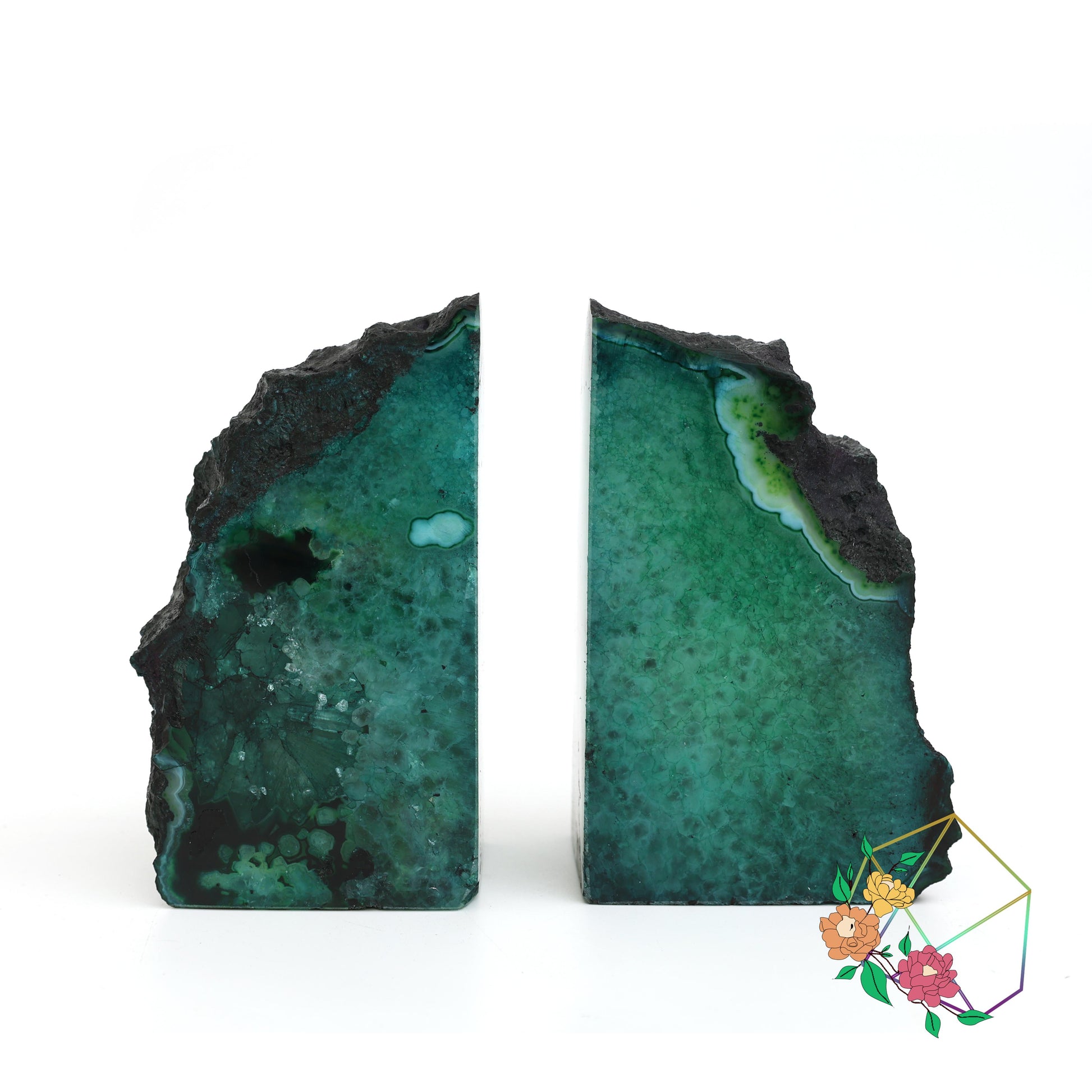 Forest Green Agate Bookends - Atyahara Rocks and Minerals