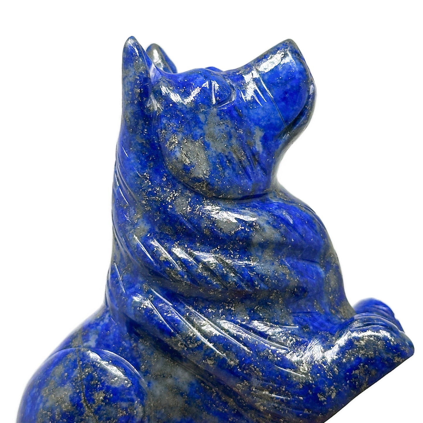 Lapis Lazuli Wolf Carving 344g