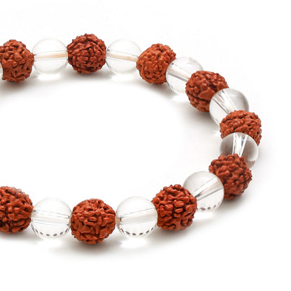 Rudraksha and Clear Quartz Bracelet