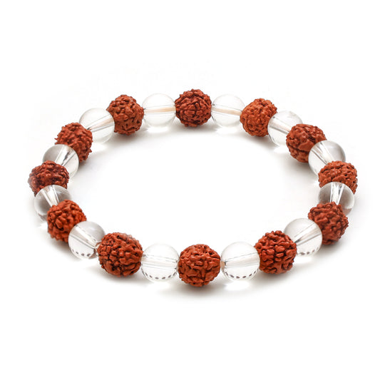 Rudraksha and Clear Quartz Bracelet