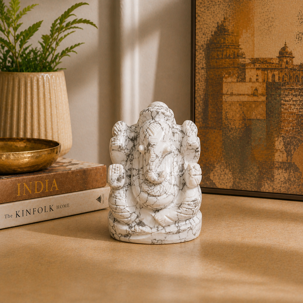 Howlite Ganesha - Atyahara Rocks and Minerals