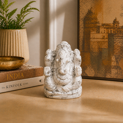 Howlite Ganesha - Atyahara Rocks and Minerals