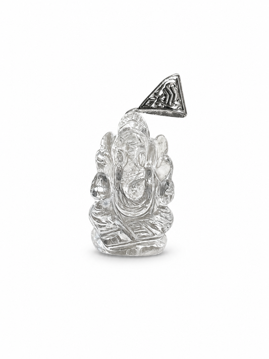 Clear Quartz Ganesha Pendant in 925 Silver - Atyahara Rocks and Minerals