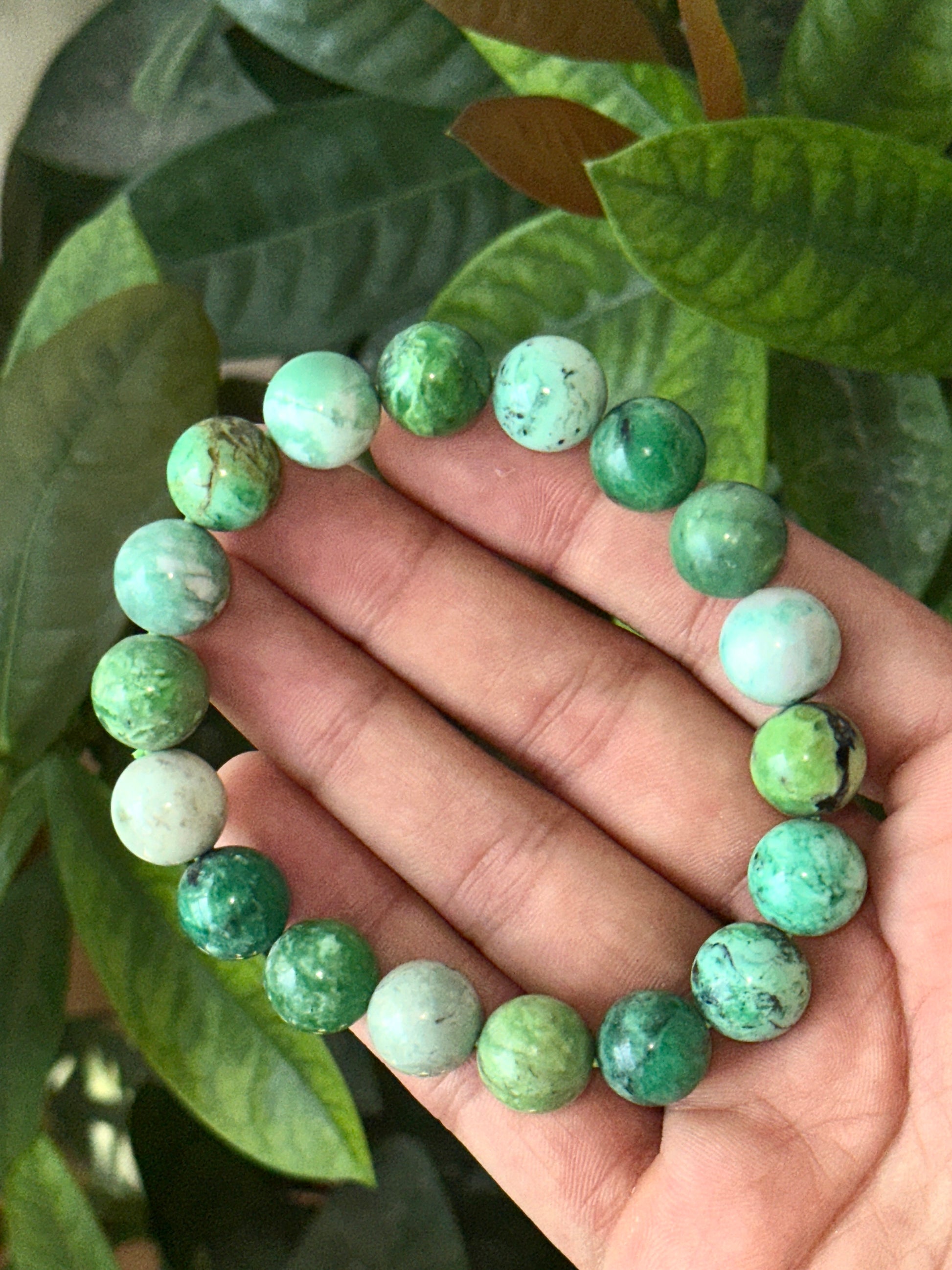 AAA Variscite Beaded Bracelet 13mm Australian Stone Heart and