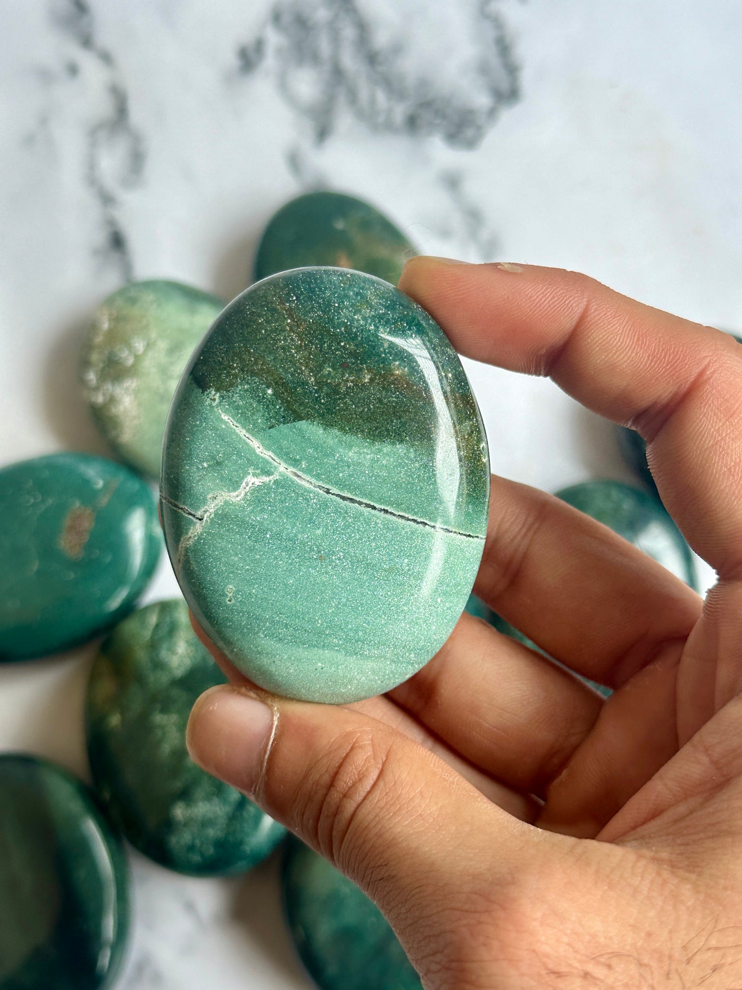 Green Jasper Palmstone - Atyahara Rocks and Minerals