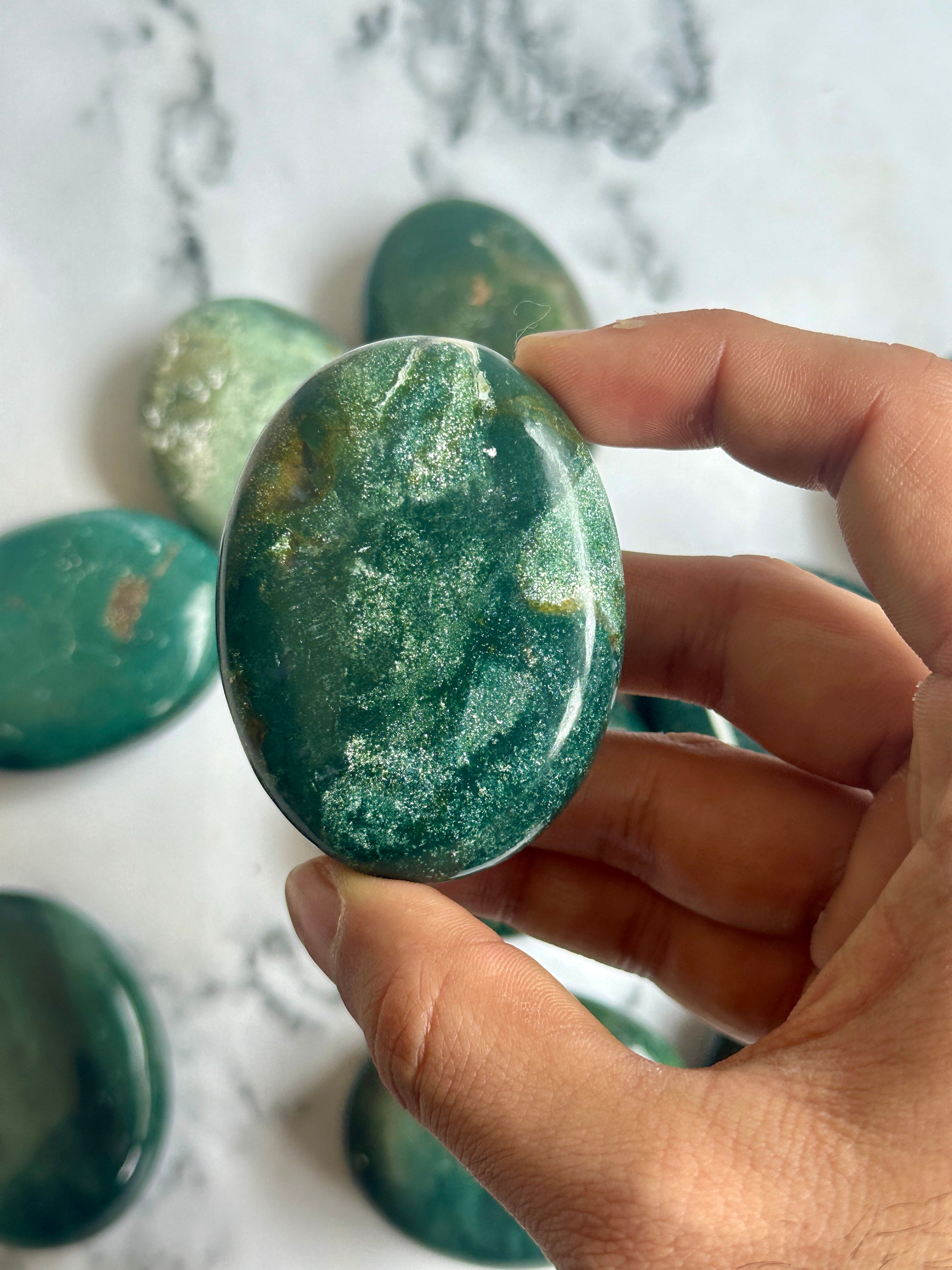 Green Jasper Palmstone - Atyahara Rocks and Minerals