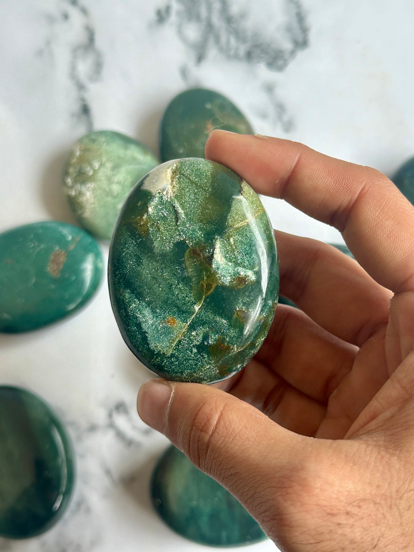 Green Jasper Palmstone - Atyahara Rocks and Minerals