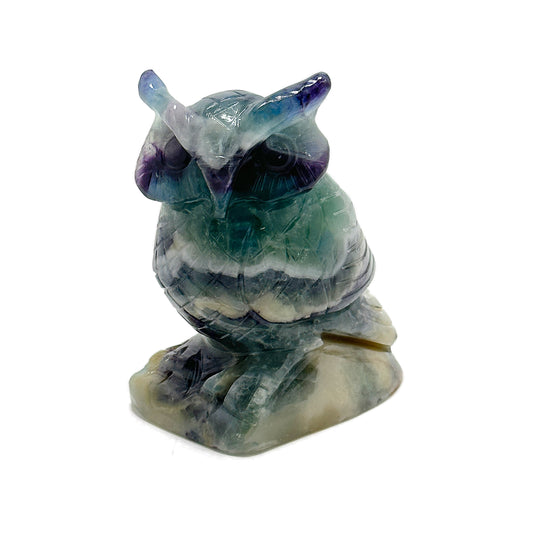 Multi-Color Fluorite Owl — 516g, 103mm