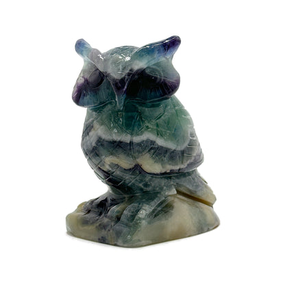 Multi-Color Fluorite Owl — 516g, 103mm