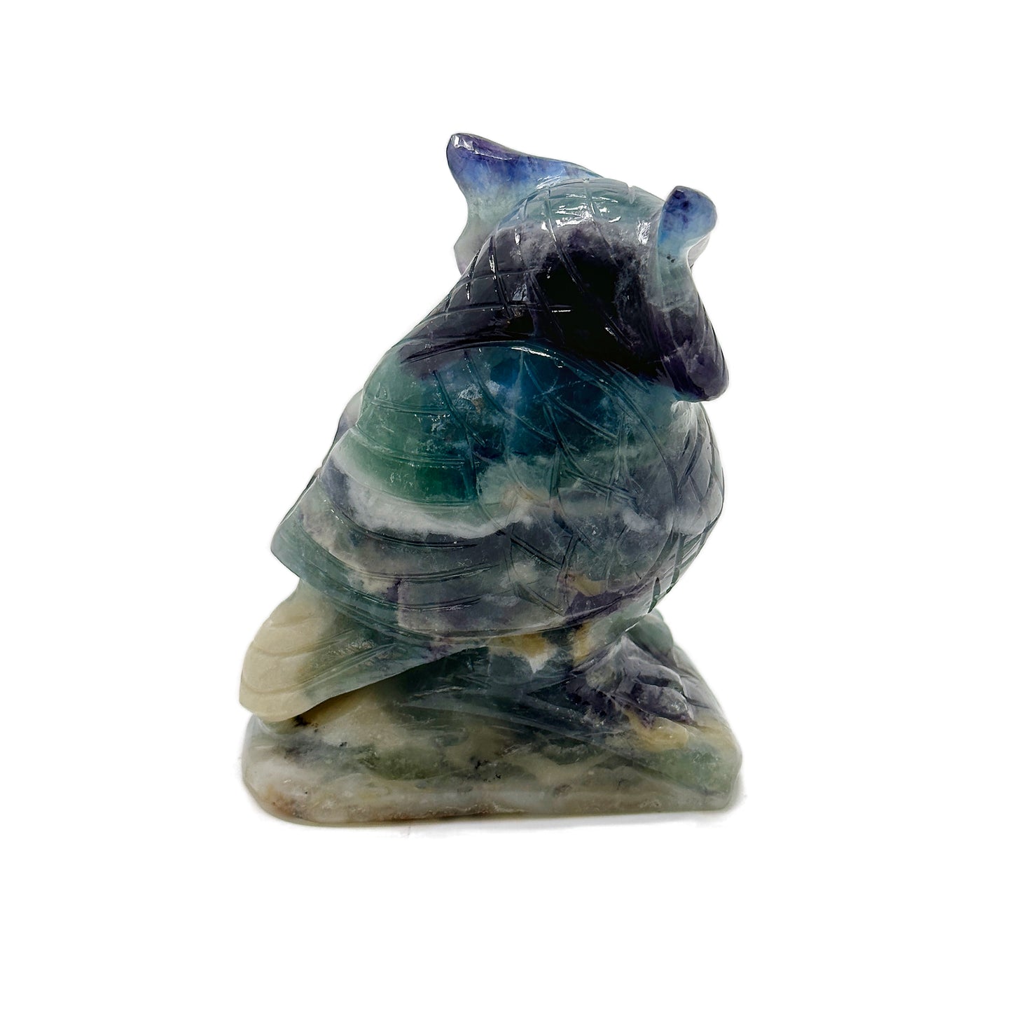 Multi-Color Fluorite Owl — 516g, 103mm