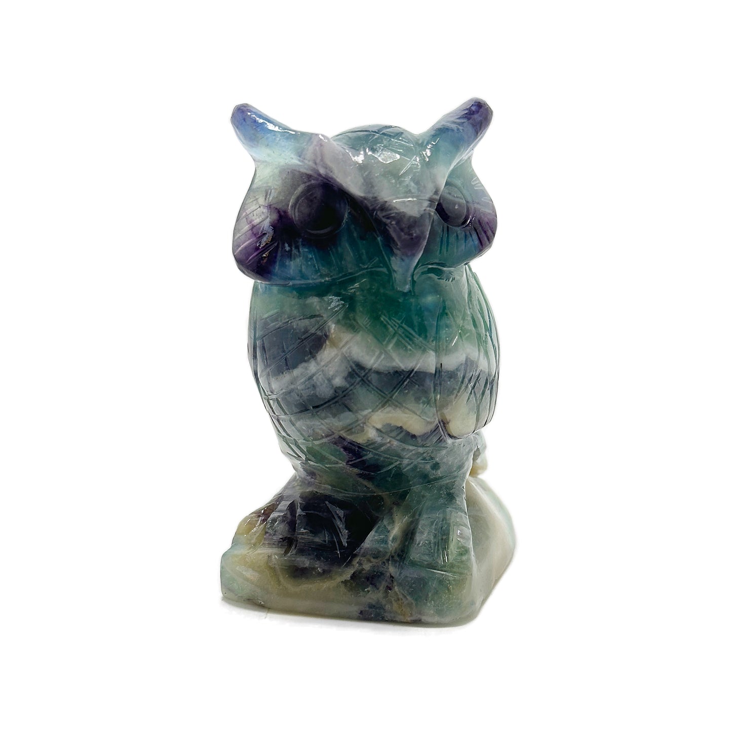 Multi-Color Fluorite Owl — 516g, 103mm