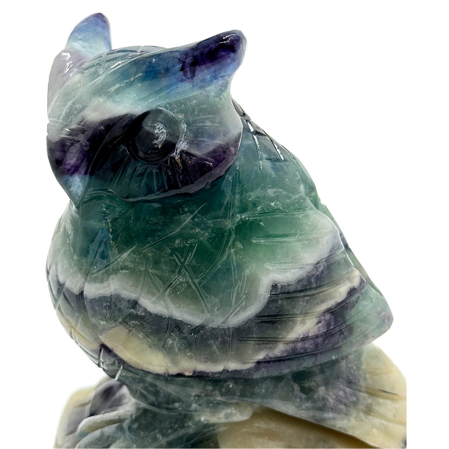 Multi-Color Fluorite Owl — 516g, 103mm
