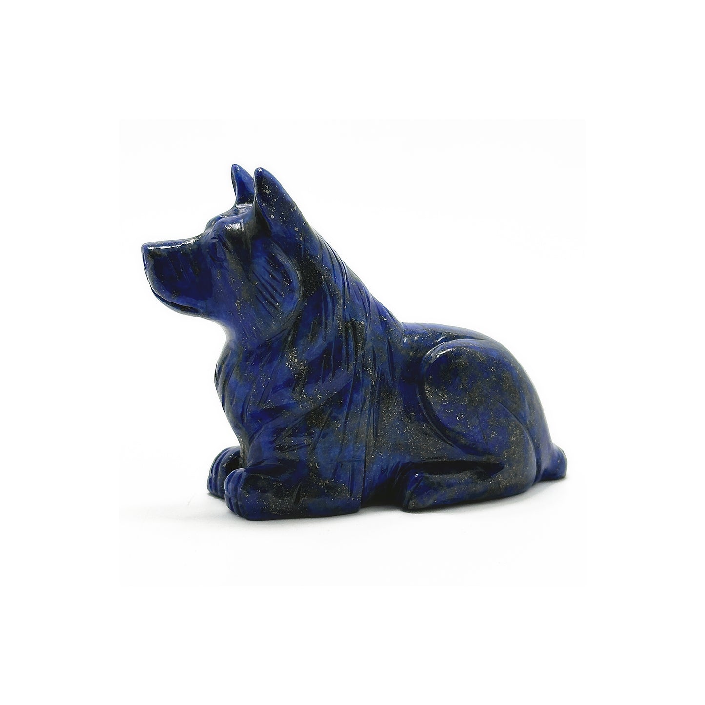 Lapis Lazuli Wolf Carving 344g