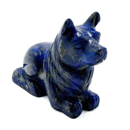 Lapis Lazuli Wolf Carving 344g