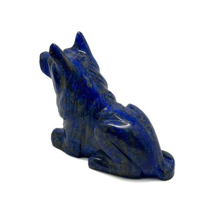 Lapis Lazuli Wolf Carving 344g
