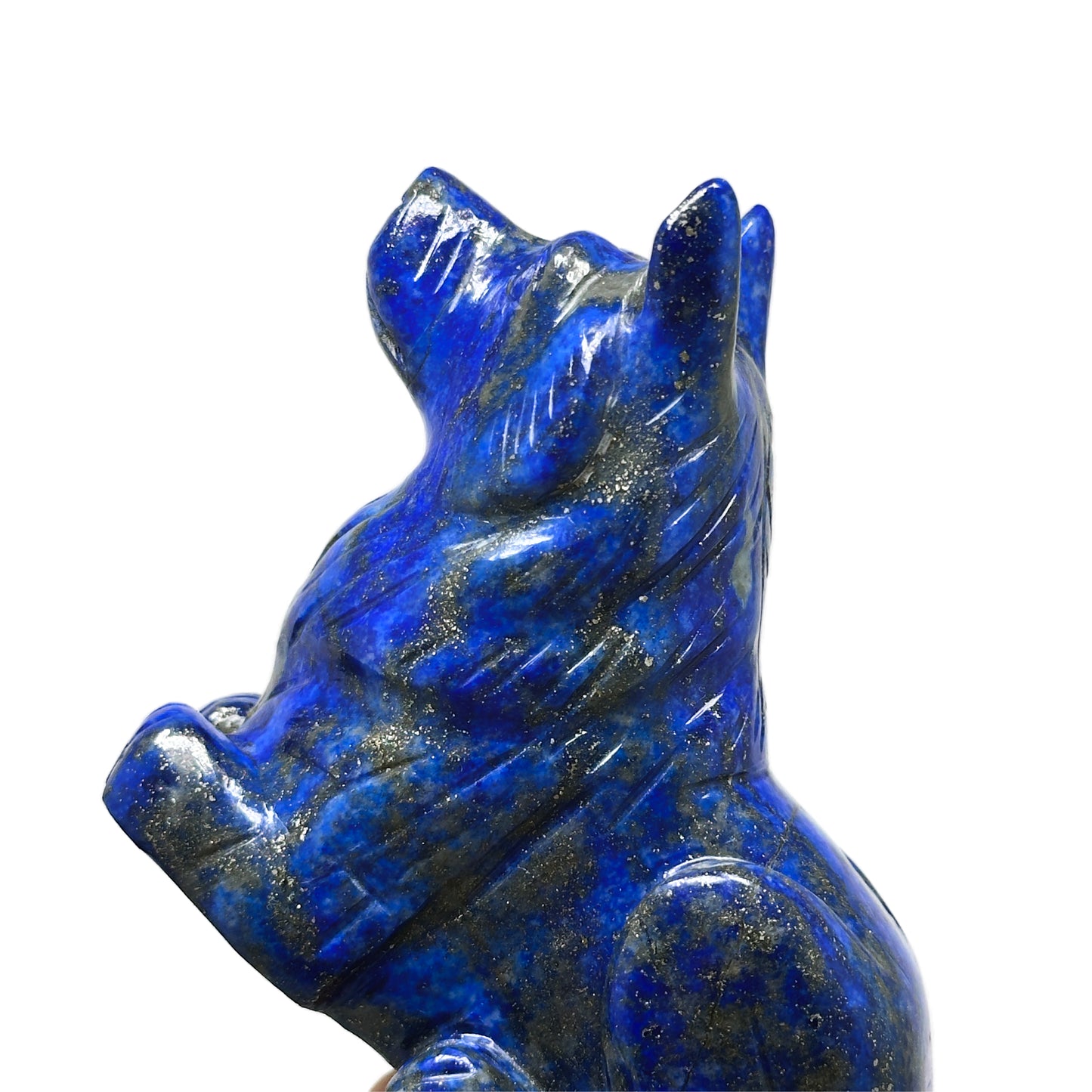 Lapis Lazuli Wolf Carving 344g