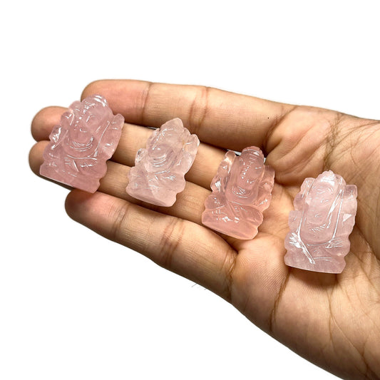 Rose Quartz Ganesha - 1"