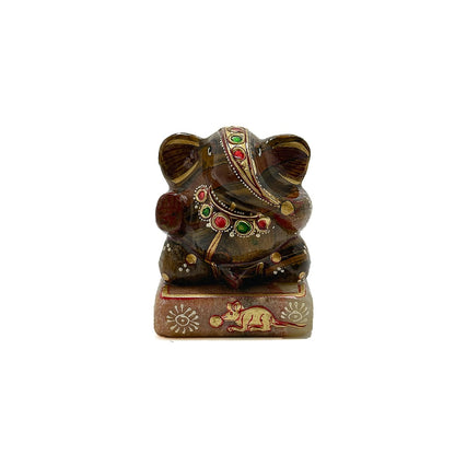 Tiger's Eye Painted Ganesha - 2.5"