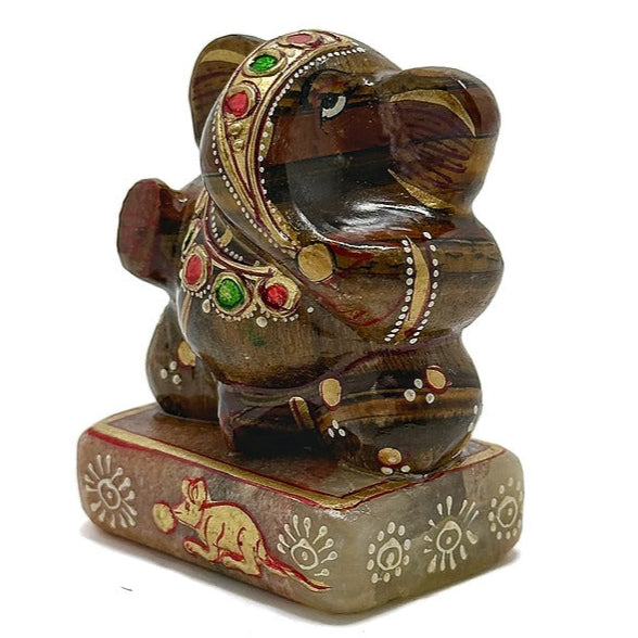 Tiger's Eye Painted Ganesha - 2.5"