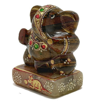 Tiger's Eye Painted Ganesha - 2.5"