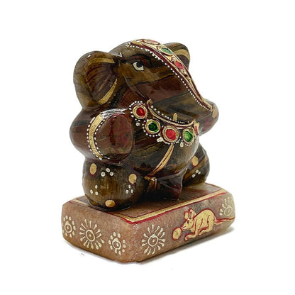 Tiger's Eye Painted Ganesha - 2.5"