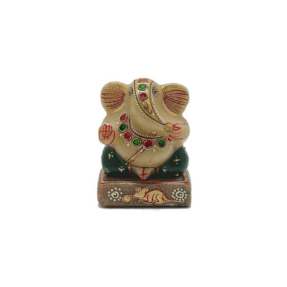 Yellow Aventurine Painted Ganesha - 2.5"