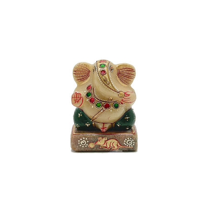 Yellow Aventurine Painted Ganesha - 2.5"