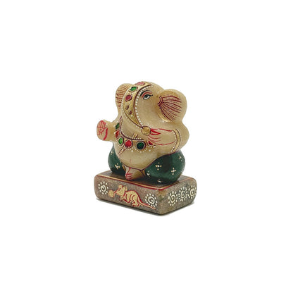 Yellow Aventurine Painted Ganesha - 2.5"