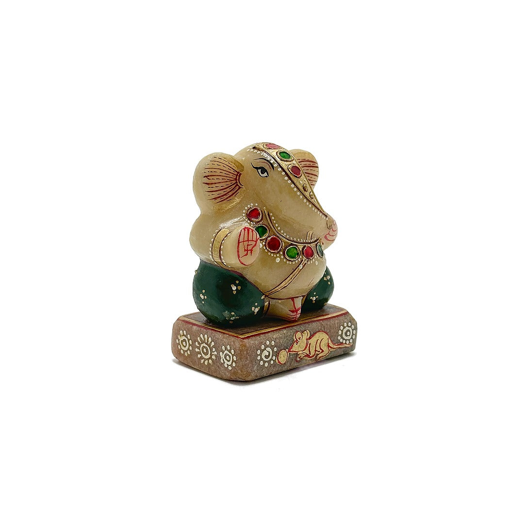 Yellow Aventurine Painted Ganesha - 2.5"