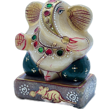 Yellow Aventurine Painted Ganesha - 2.5"