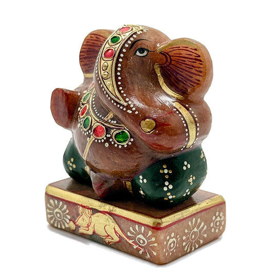 Red Aventurine Painted Ganesha - 2.5"