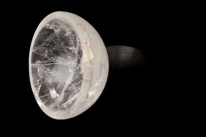 Clear crystal stone on a black background