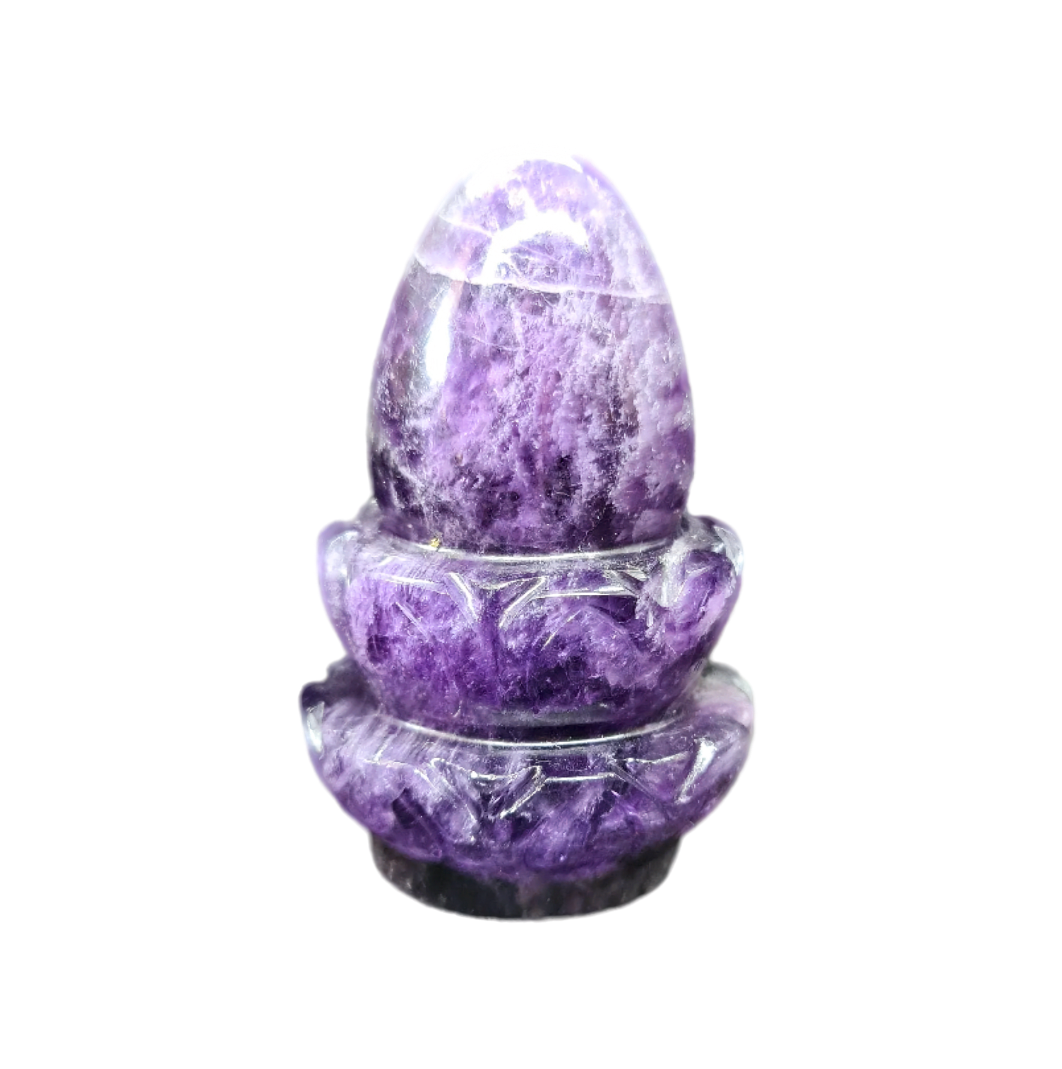 Amethyst Shiva Lingam on Double Lotus Flower - Atyahara Rocks and Minerals