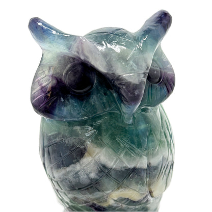 Multi-Color Fluorite Owl — 516g, 103mm