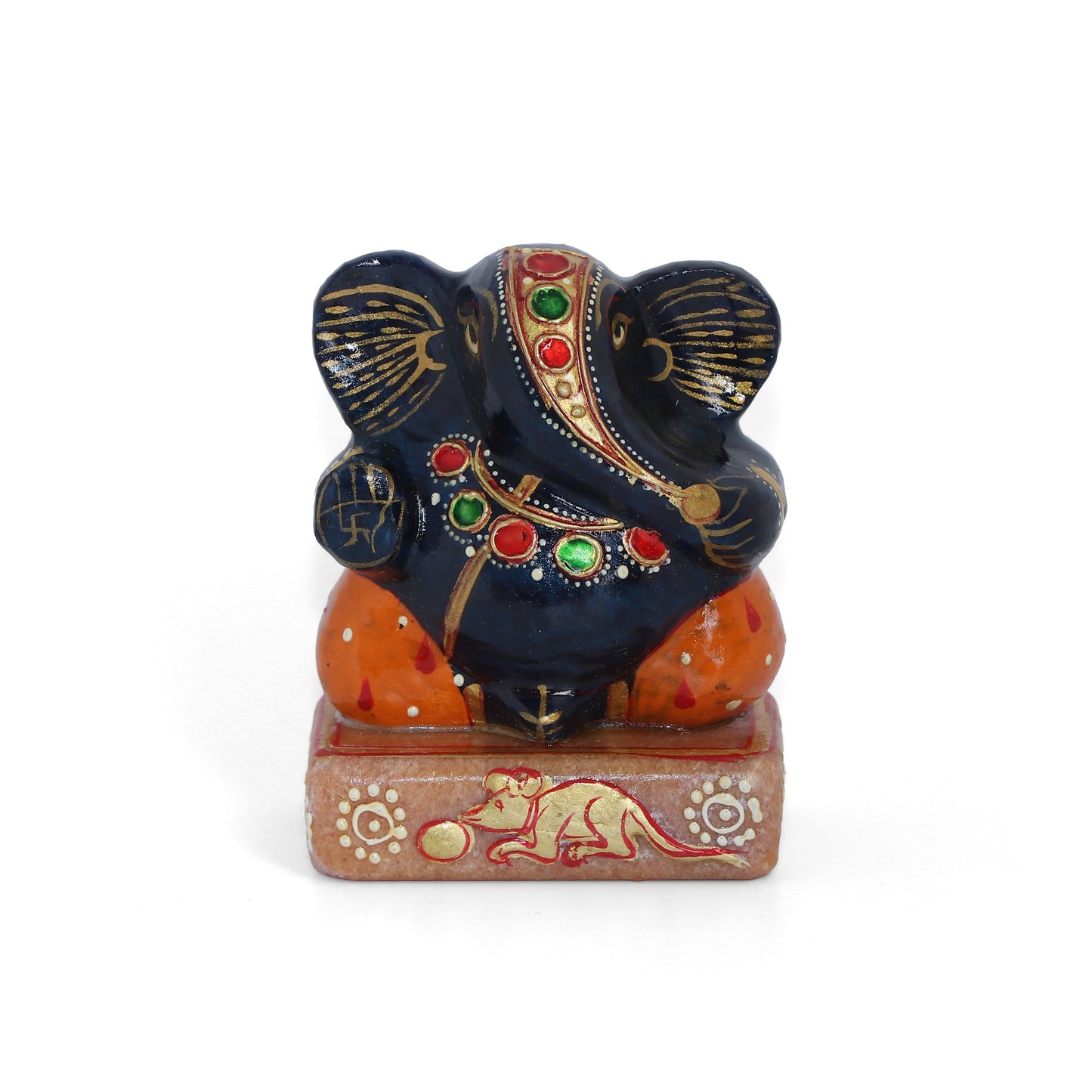 Decorative elephant figurine with jewelry on a white background